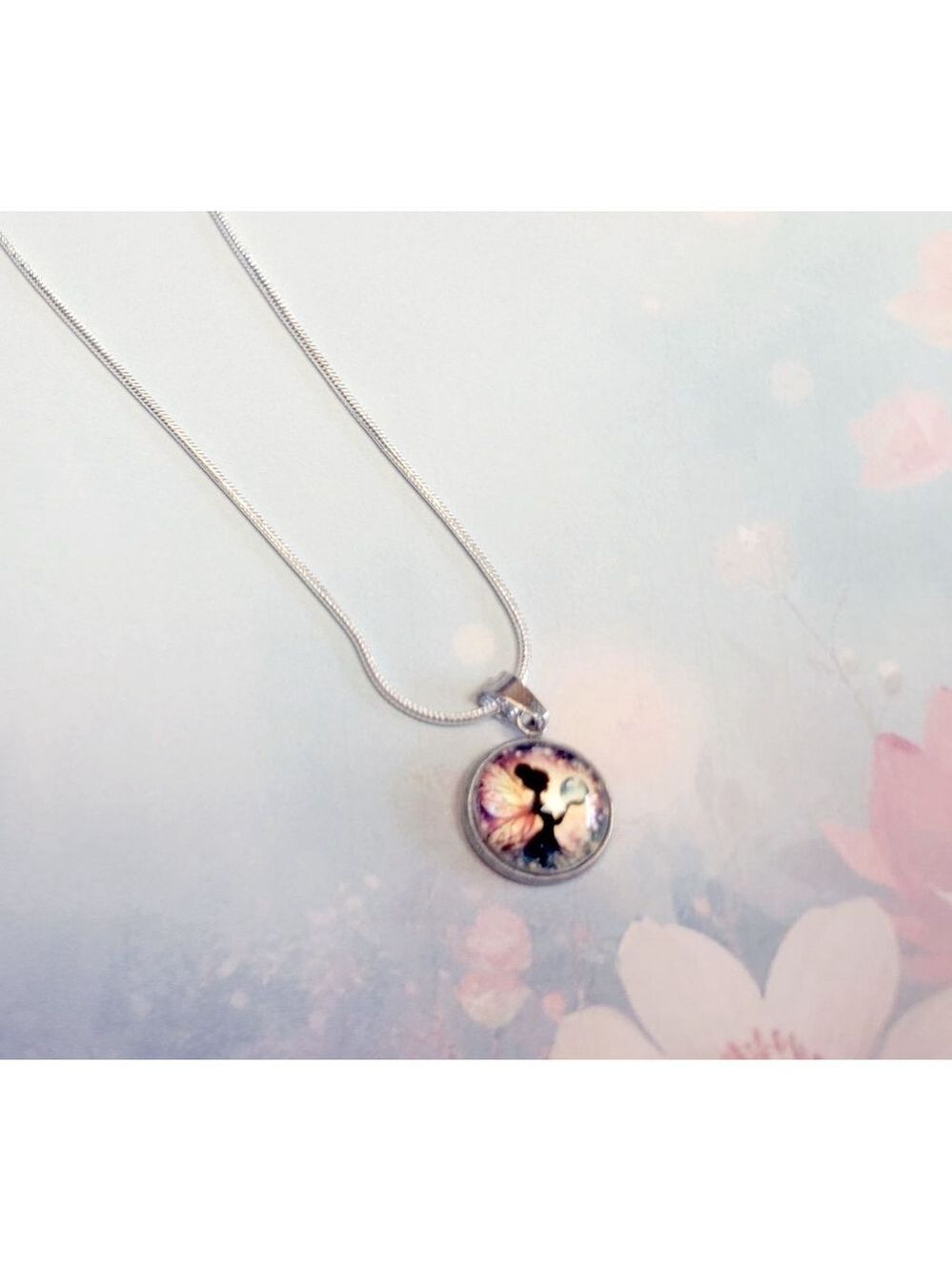 Fairy Pendant Necklace 925 Sterling Silver Chain